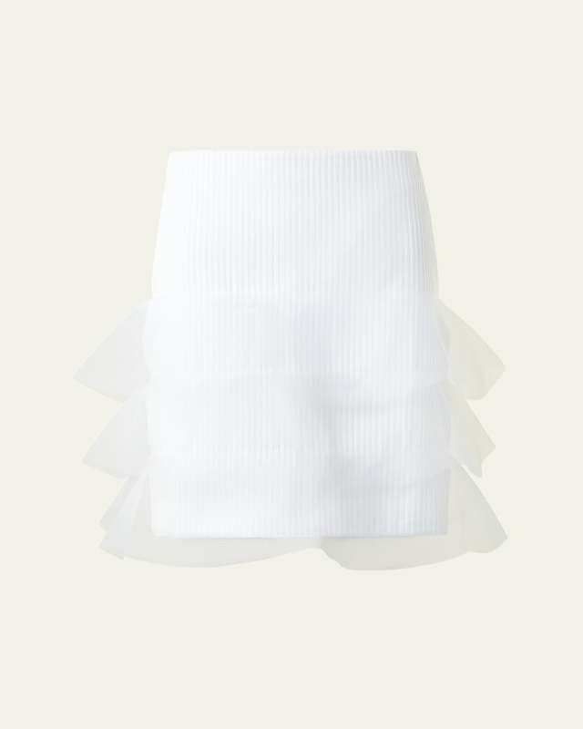 Ruffle-Trim Ribbed Mini Skirt